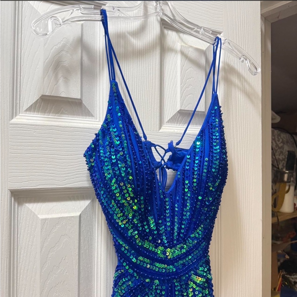 Blue and green sequin prom dress never worn